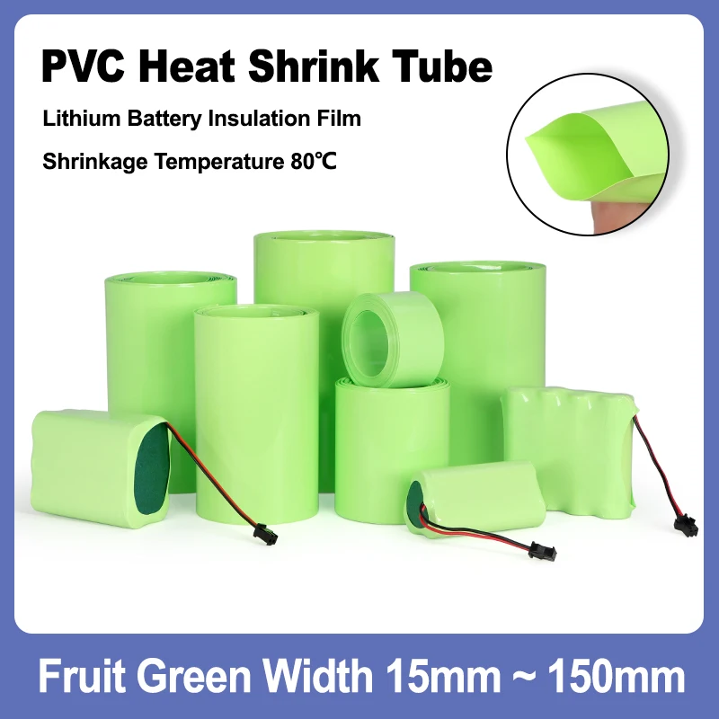 

1 ~ 20M Fruit Green Battery Wrap Width 15 ~ 150mm Insulated SleevingProtection Cover Film PVC Heat Shrink Tube for Battery Packs