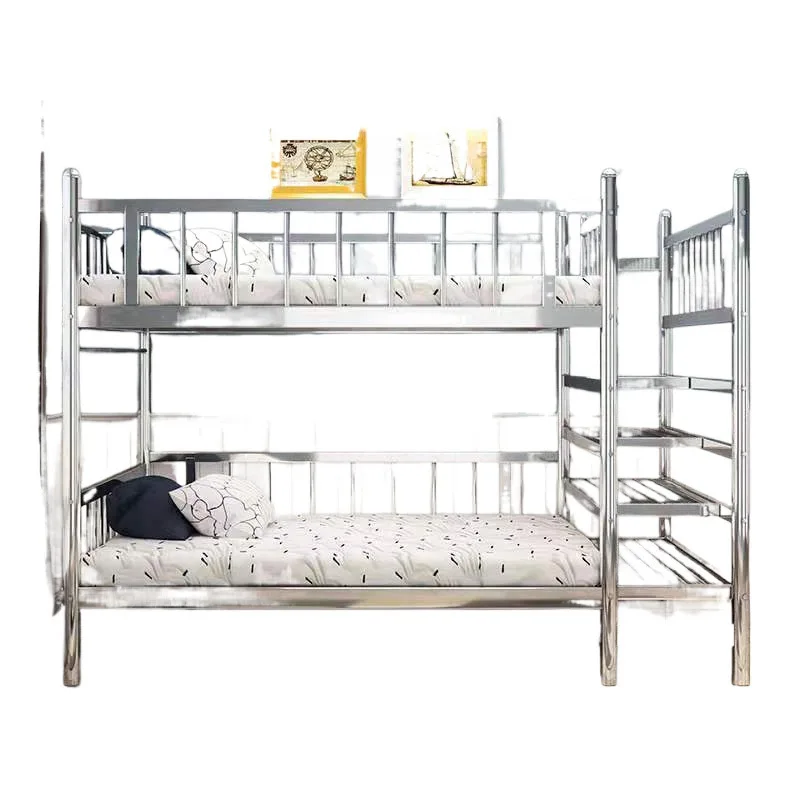 

Thickened stainless steel children's double single bed rental room high and low bed