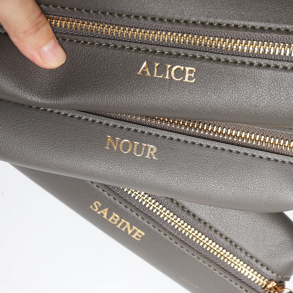 Benutzerdefinierte Name Leder Federmäppchen Business School Student Reißverschluss Stifttasche Großhandel Kosmetiktasche Aufbewahrungstasche Personalisiertes Mini-Geschenk – Detail 10