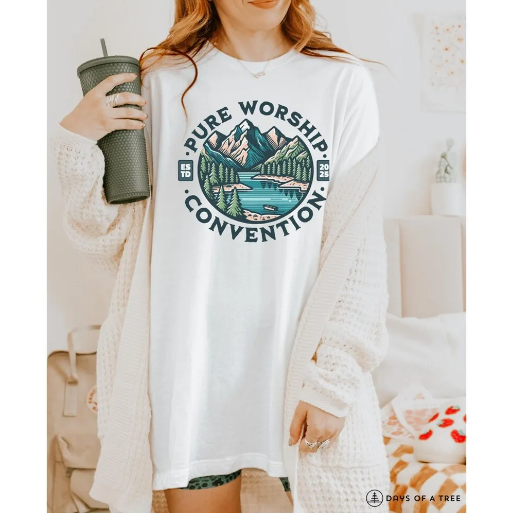 T-shirt unisexe à manches courtes en coton pour femme Pure Worship JW, idéal pour l'été, décontracté, inspiré de la Convention des témoins de Jéhovah, encourageant spirituellement