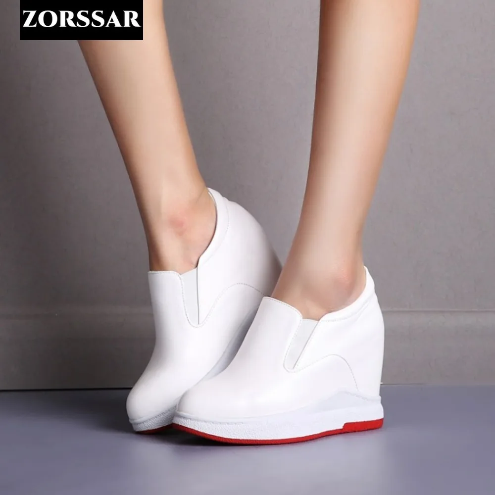 

Ladies Sneakers Fashion Casual Women's Platform High Heels Wedge Heel Height Increasing Genuine Leather Ladies Vulcanized Shoes