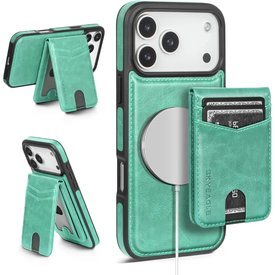 Compatibile con Magsafe 2 in 1 Custodia a portafoglio staccabile per iPhone 17 Pro con porta carte per donna uomo pelle PU magnetica