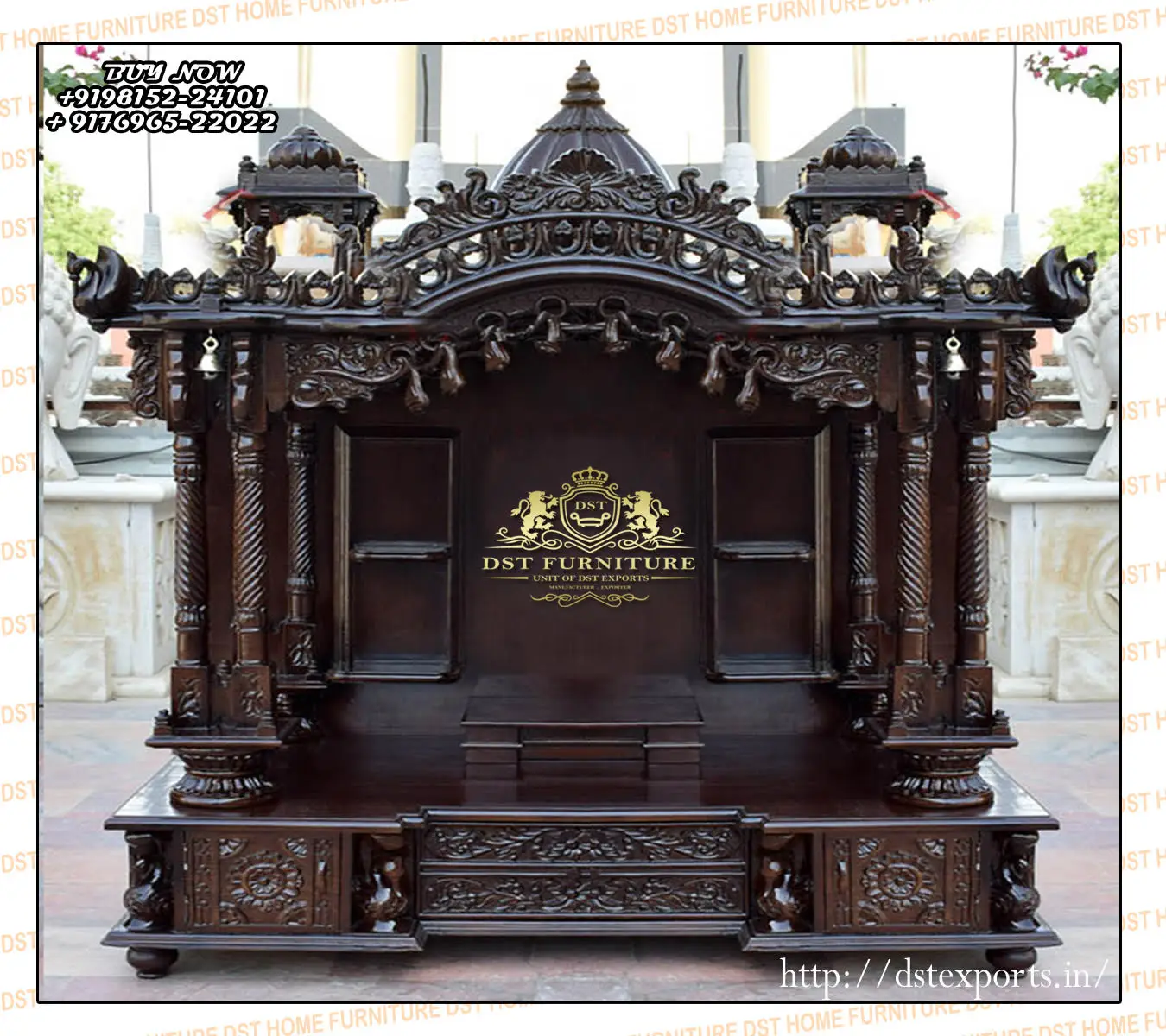 Templo de madera de teca maciza para el hogar, diseño exclusivo, Pooja Mandir, compre