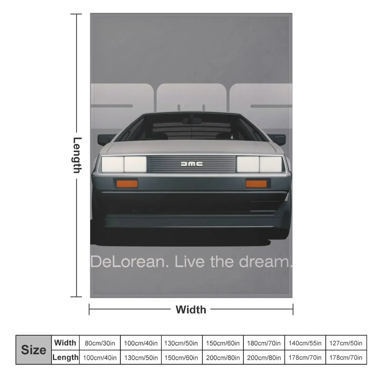 DeLorean DMC-12 cartoon retro style car front view with slogan Throw Blanket Decorative Beds Furry Loose Blankets