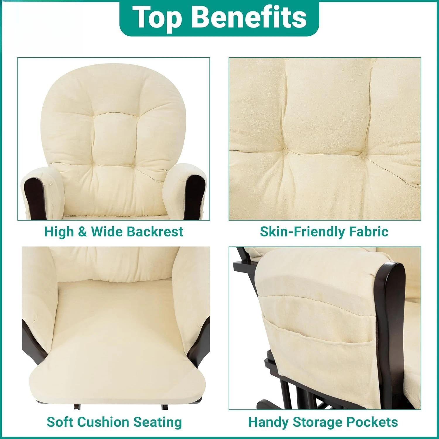 Upholstered Indoor Glider Rock - огляд і ціна Baby Nursery Ottoman