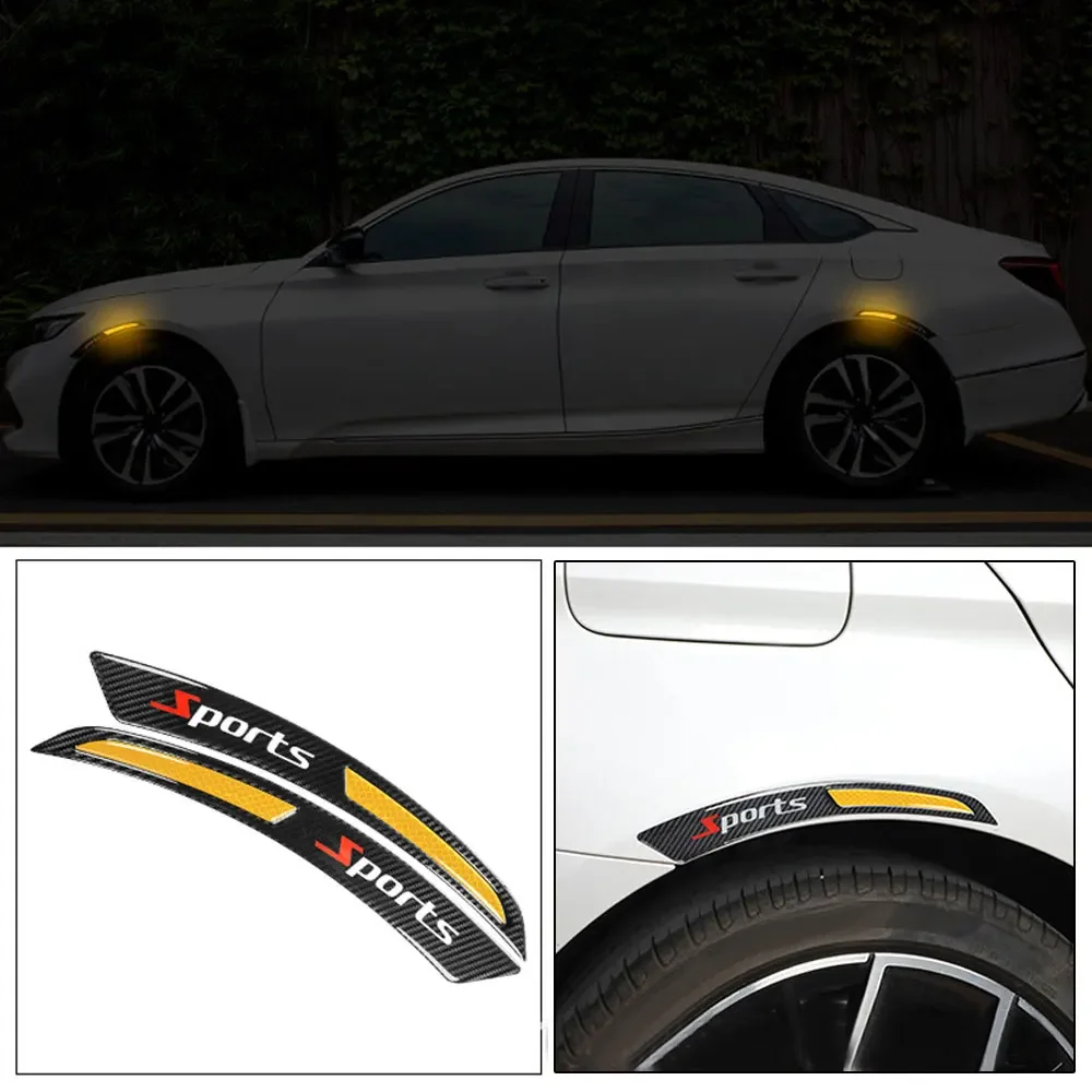 شرائط ملصق سيارة درابزين ، ألياف الكربون ، عاكسة ، عجلة ، الحاجب ، المضادة للتصادم ، العالمي ، 2 قطعة #5