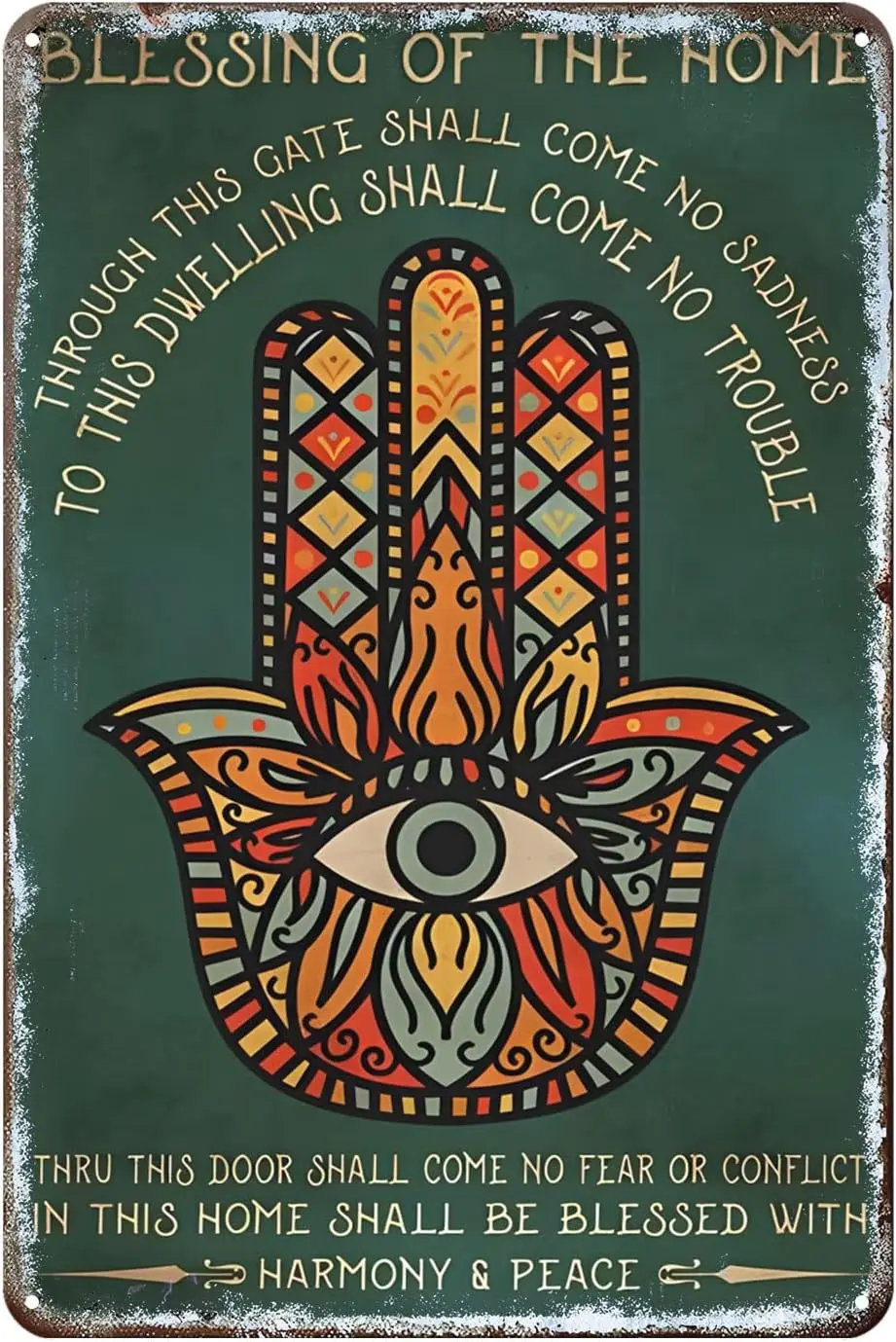 Funny Metal Sign Yoga Hamsa Bless Your Home Retro Decor Art Sign Home Kitchen Bar Cafe Club Cave Wall Decor Yoga Tin Sign M sign