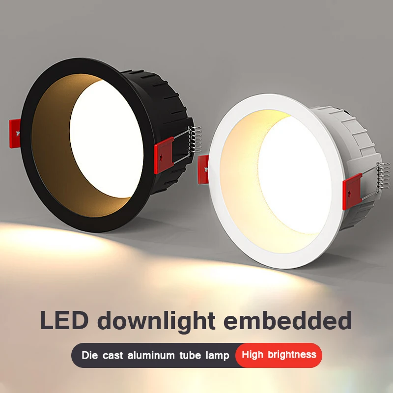 Anti-reflexo embutido LED Downlights, luzes de teto reguláveis, lâmpadas de fundo, iluminação interior, 3W, 5W, 7W, 10W, 12W, 15W, 220V, 110V