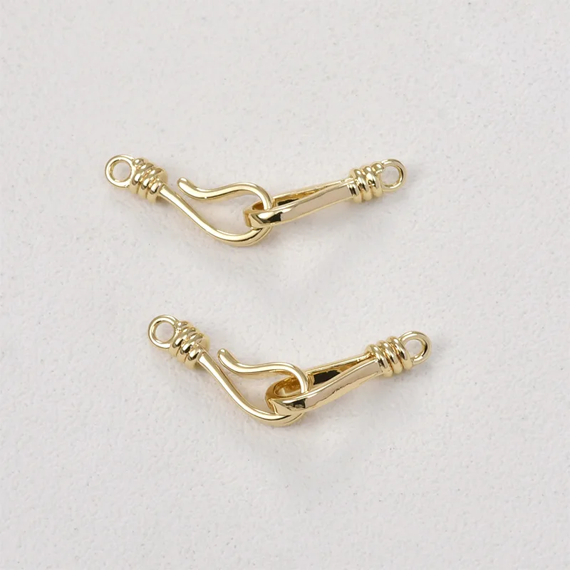 Copper-plated 14k Gold Color Fish Hook Pearl Bracelet Necklace End Buckle Connecting Buckle DIY Jewelry Button Accessories