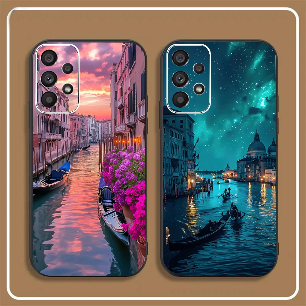 

Water City Venice Phone Case For Samsung S24, S25 22,30,,Note20,Ultra,Lite,Ultra,5G,Plus,FE Black Cover