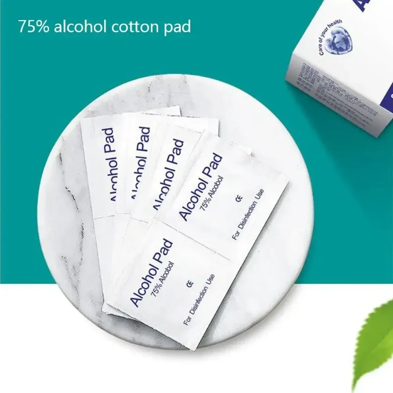 50/100 Buah/Kotak Bantalan Kapas Alkohol Sekali Pakai Tisu Disinfektan Tablet Alkohol Pembersih Kulit Alat Perawatan Telinga Tersumbat