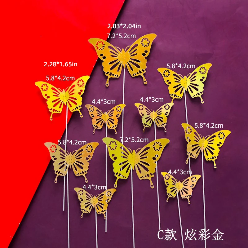 10PCS 3D Schmetterling Kuchen Topper Set Gold Silber Geburtstag Party Dekorationen für Cupcakes DIY Wandbehang Dekor Schmetterling Thema – Detail 10