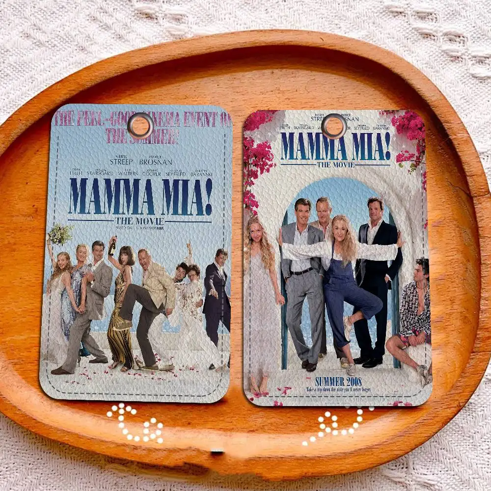 Classic Movie M-Mamma M-Mia PU Soft Leather Rectangular Key Card Holder Induction Elevator Protection Cover Youth Faion Accory