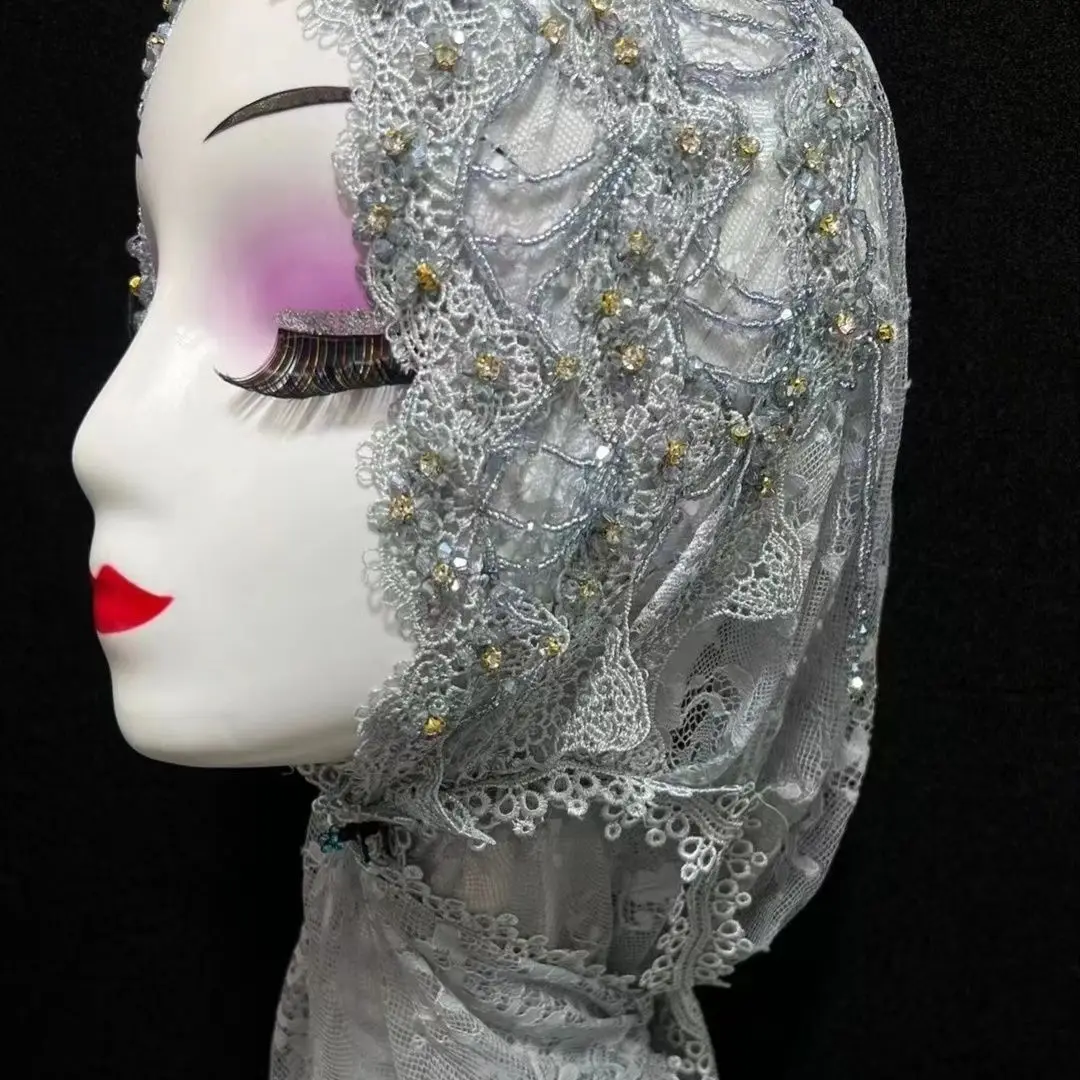 

Хиджаб мусульманский женский шаль, головной платок, роскошный шарф с кисточками, Малайзия, молитва, Куфи, ислам, Саудовская Аравия, кружевной тюрбан