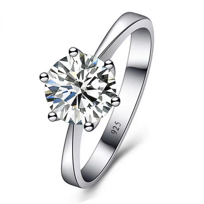 

Fine Wedding Rings for Men Women Gift S925 Sterling Silver Color Austrian Crystal Engagement Proposal Ring Jewelry Bague Femme