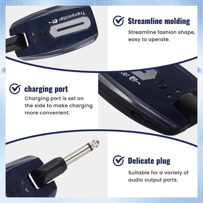

BA-Guitar Wireless System USB Rechargeable Wireless Guitar Transmitter Receiver Electric Guitar Bass Wireless System