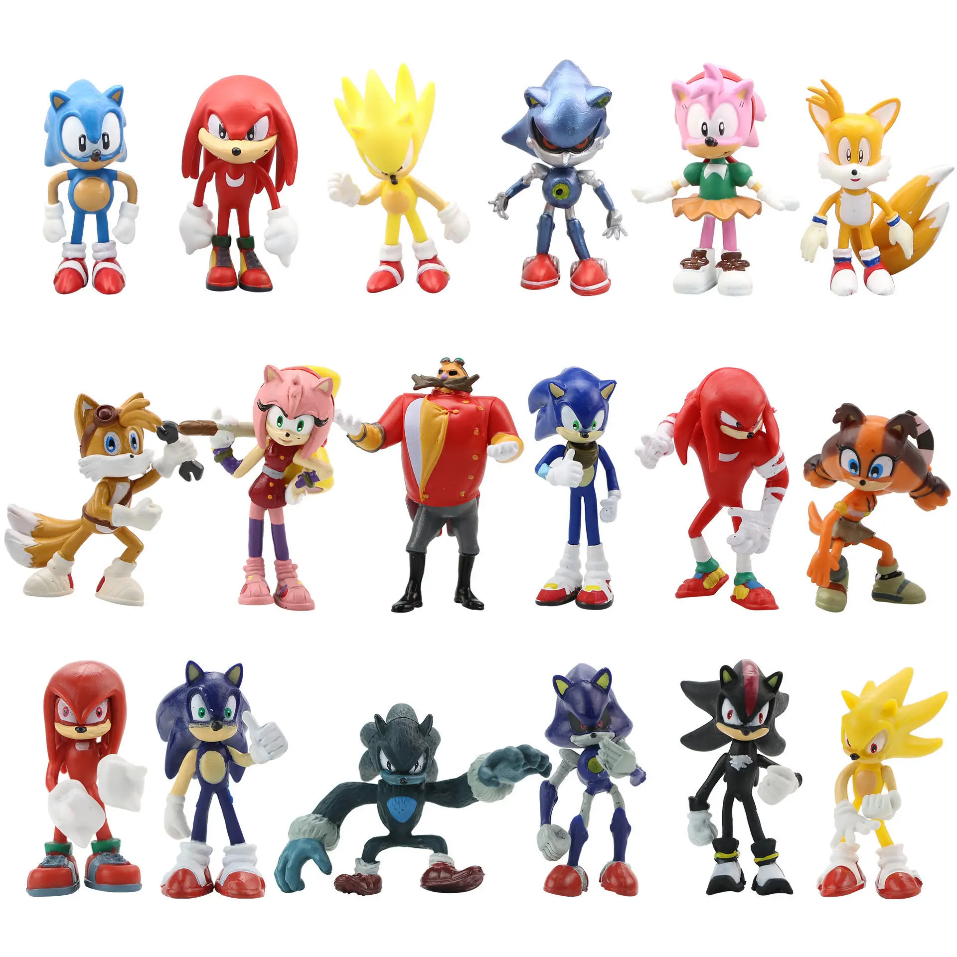 6 sztuk/zestaw Sonic The Hedgehog zestaw figurek gra Anime Model lalki dekoracje na tort urodzinowy dla dzieci zabawki dla dzieci