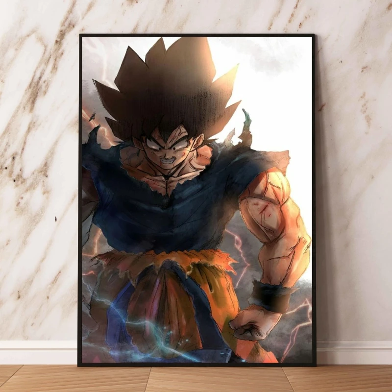 Goku Print On Canvas Hanging Modern Home Living Room Gifts Decoration Paintings Aesthetic Poster Cartoon Character Picture