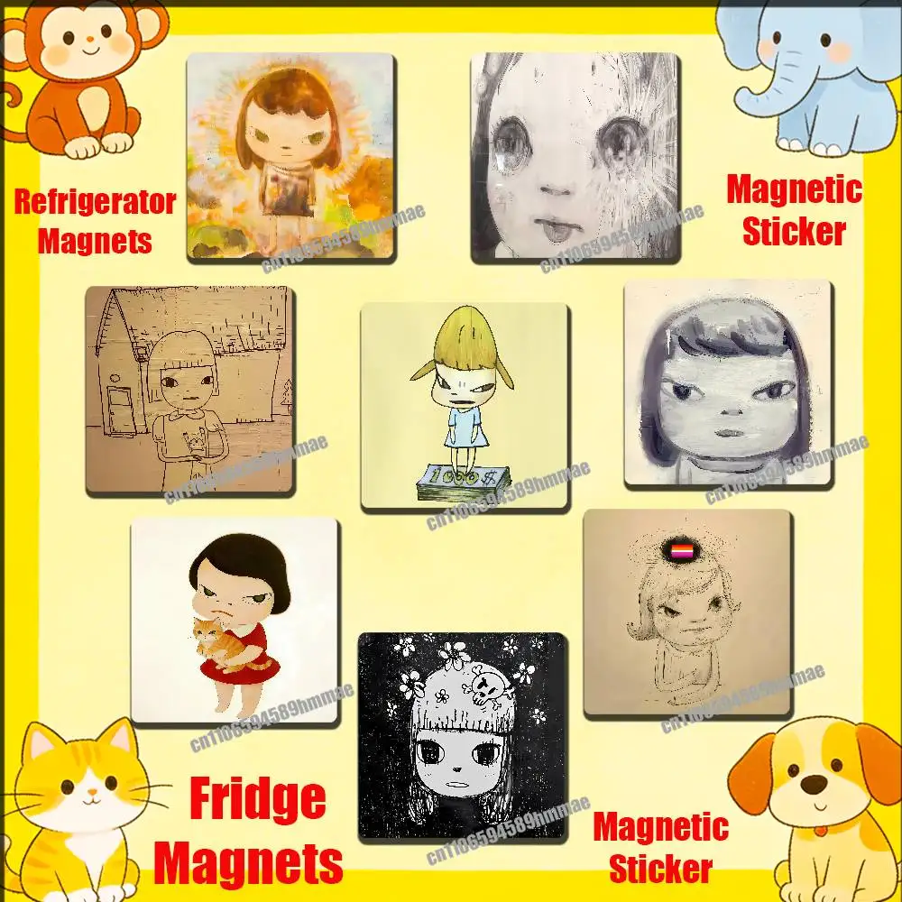 

For Cute Yoshitomo Nara Fridge Freezer Refrigerator Magnets Kitchen Metal Cabinet Magnetic Sticker Card