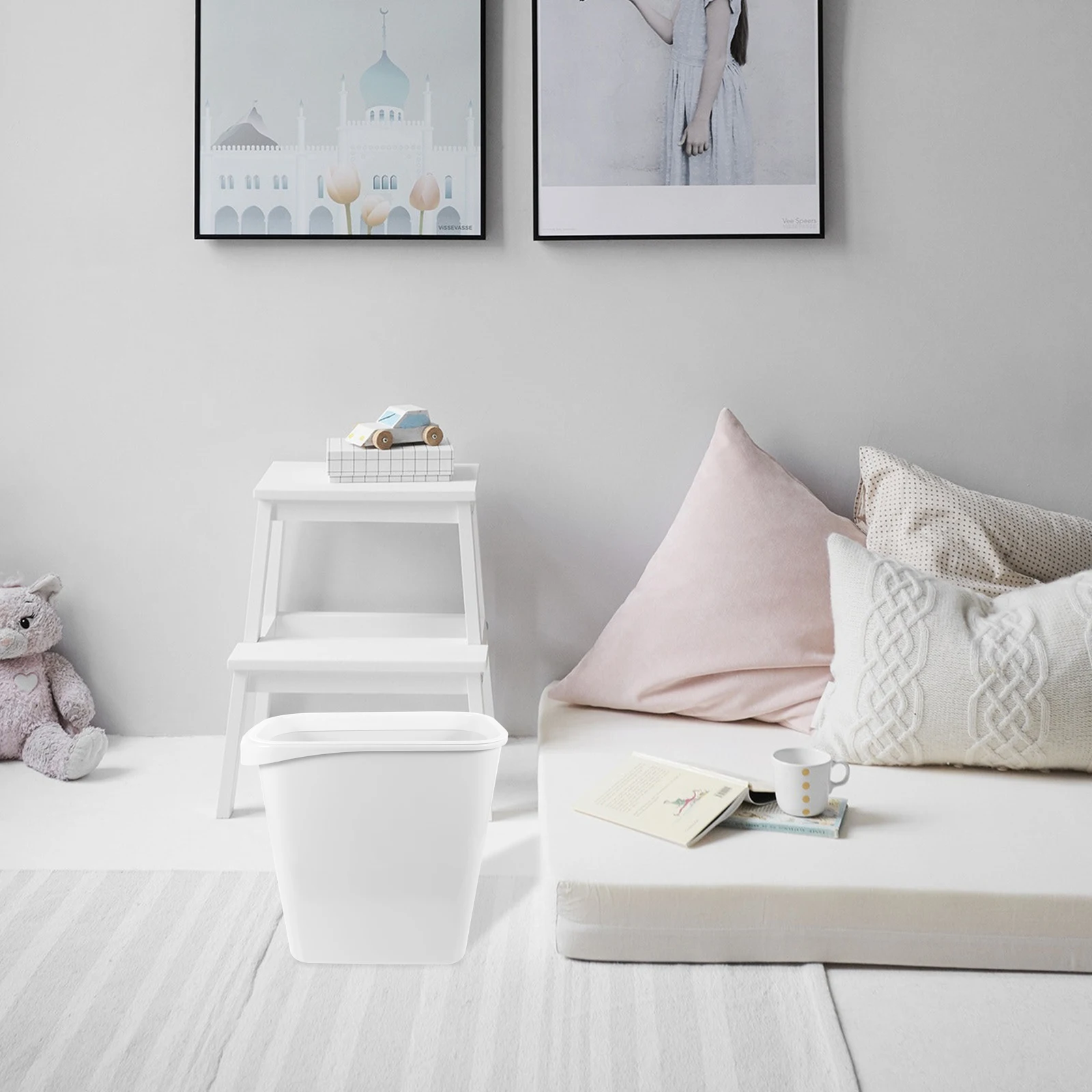 

Узкое мусорное ведро с нажимным кольцом, современный контейнер для отходов в скандинавском стиле для ванной, офиса, спальни, для узких пространств