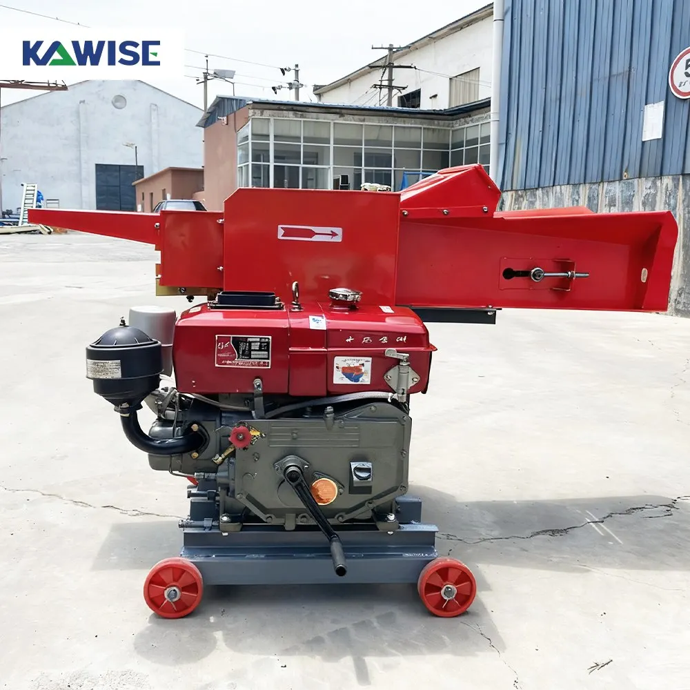 AIROW Diesel Engine Grass Chopper Chaff Cutter Machine for Farm Feed Processing High Capacity 500 to 6000 Kg/h
