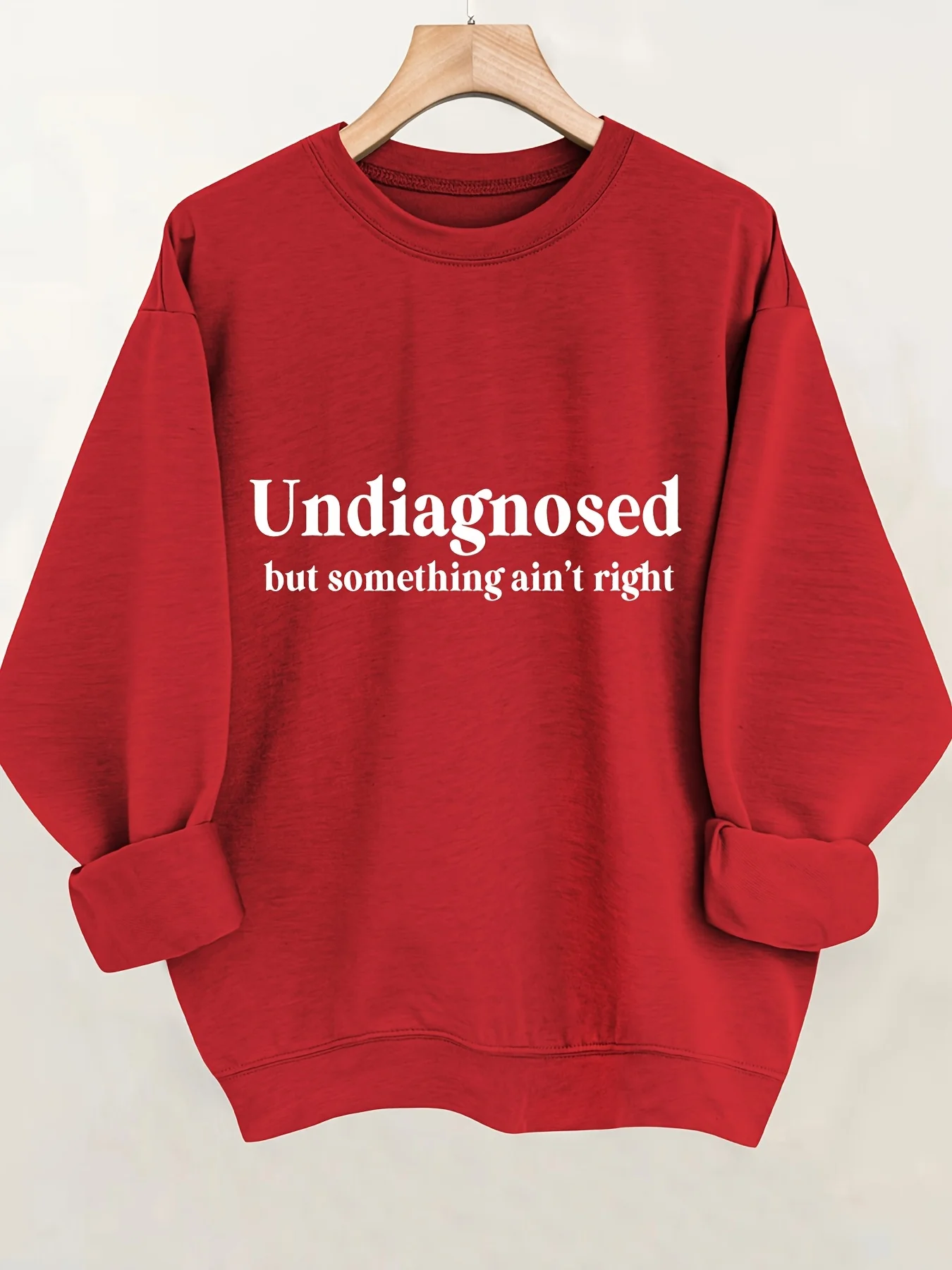 سويت شيرت نسائي كاجوال للخريف والشتاء مطبوع عليه حروف دافئة مريح بأكمام طويلة ورقبة دائرية مع إضافة من الصوف #6