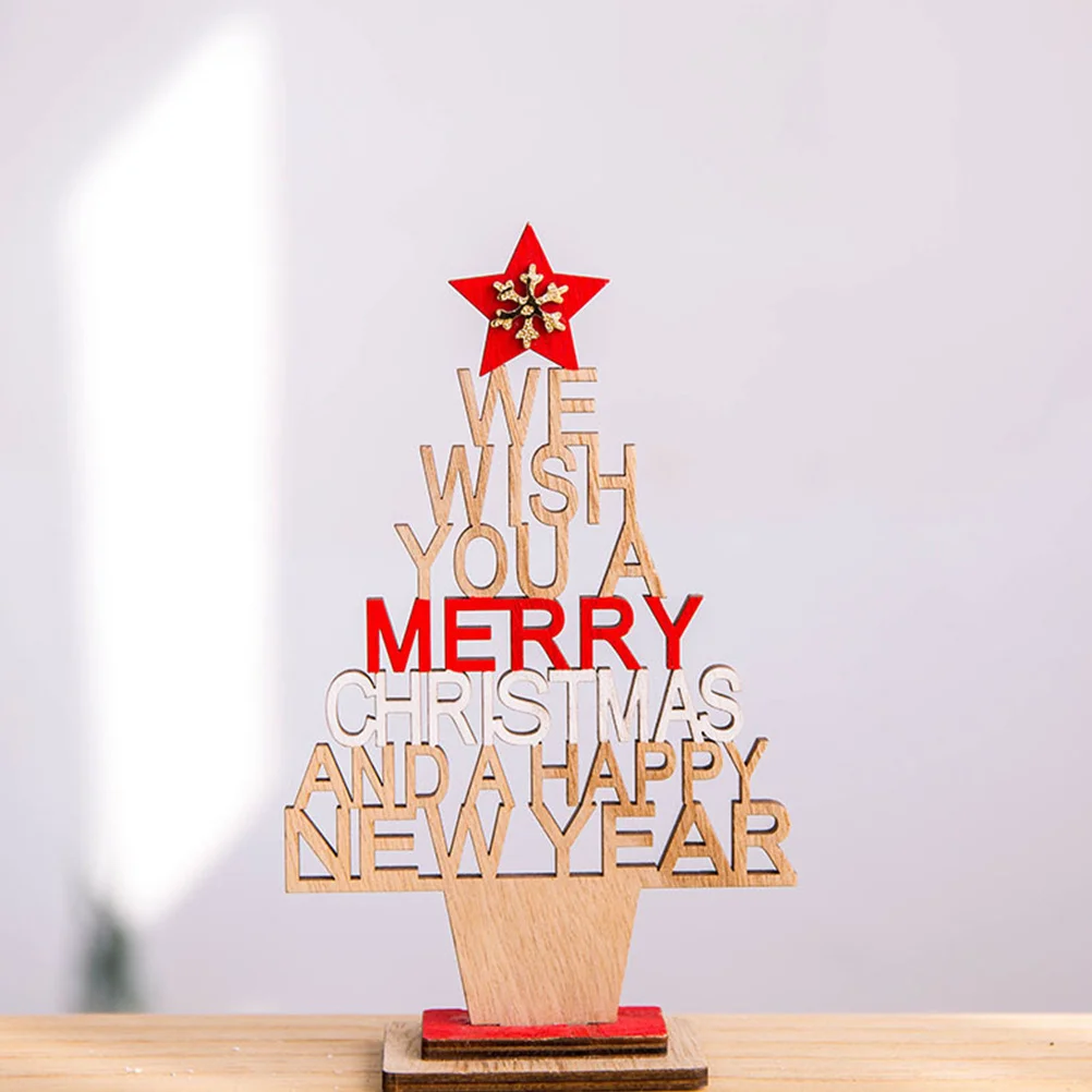 

2Pcs Mini Wooden Xmas Tree Ornaments Decorative Craft Xmas Party Tree Adornment Desktop Decoration Christmas Party Decor