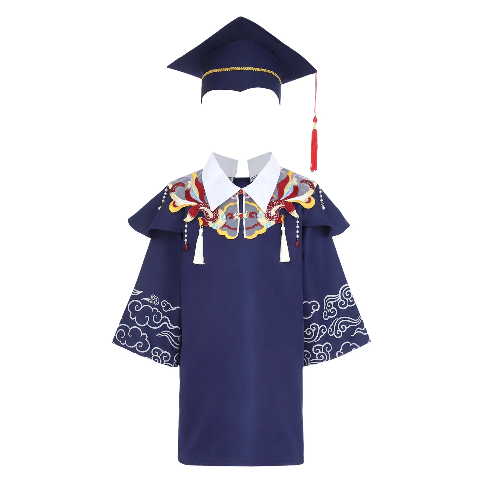 Neo-Chinese stijl afstudeerjurk Studenten Bachelor-kostuum Academische jurk Jurk Koorkleding Dr. Cap Afgestudeerde bachelorpakken