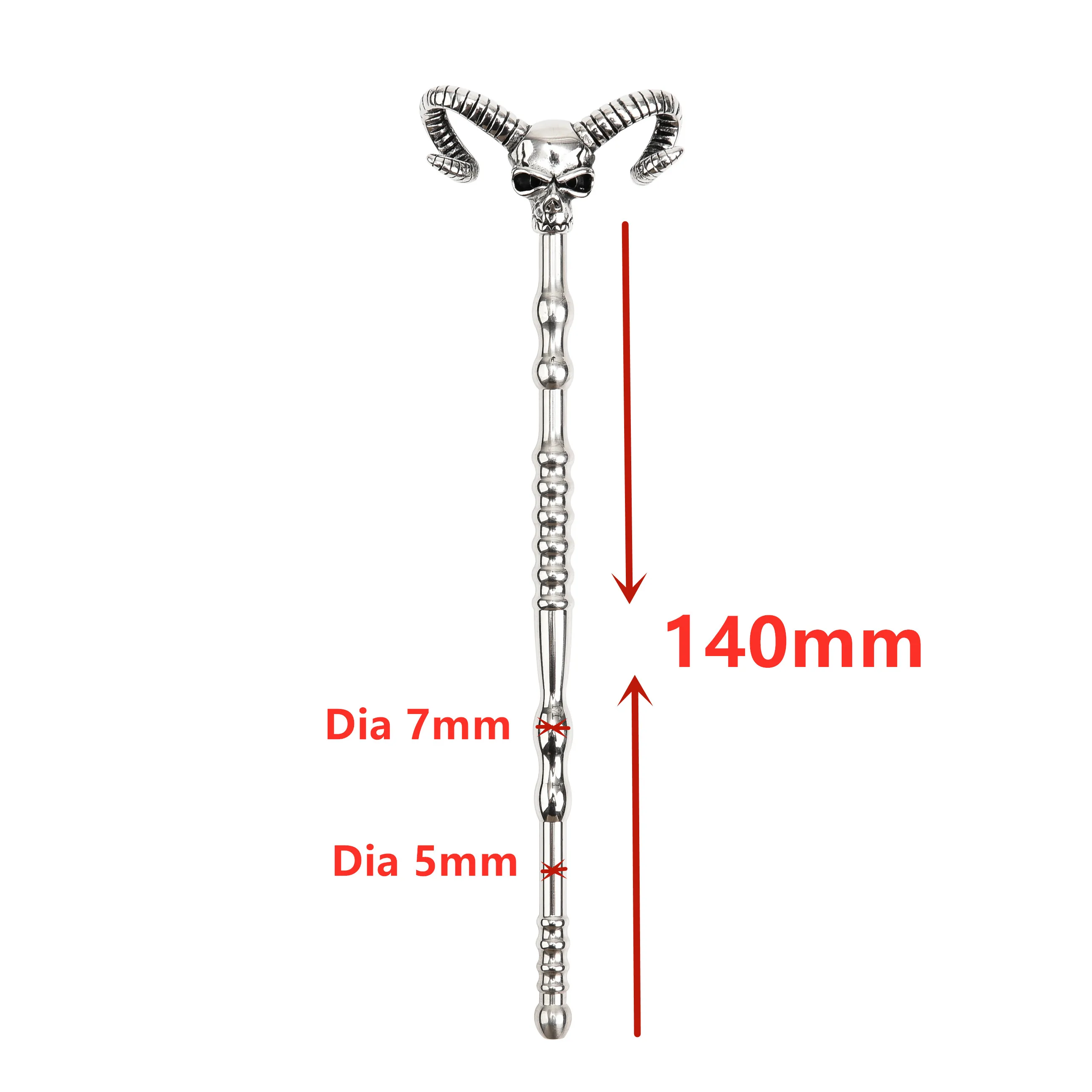 140mm Special design hollow Skull head water flowing metal penis plug stick catheter urethral sound dilators male sex toys