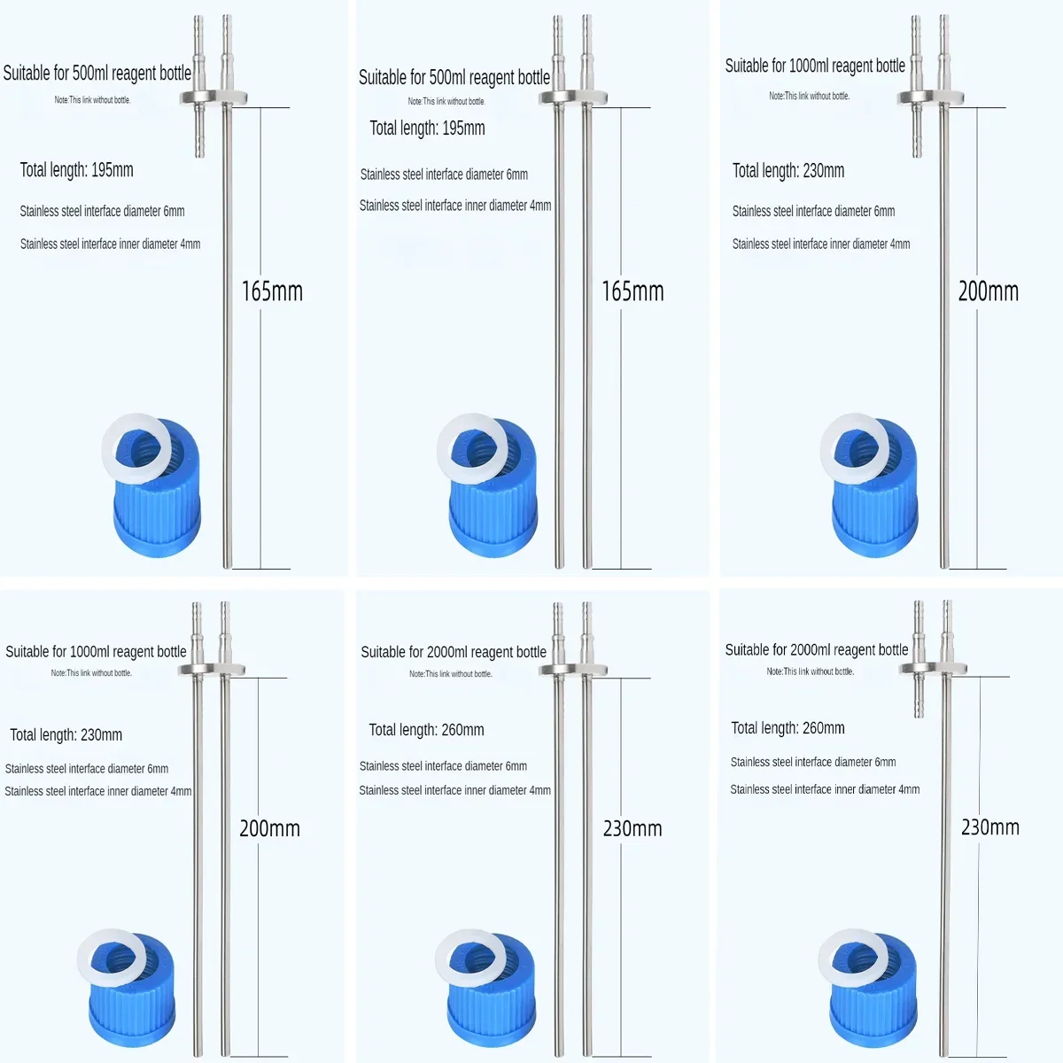 GL45 Refill Bottle Caps Single Side Extension Refill Cap Stainless Steel Feeding Bottle Accessories Reagent Bottle Cap