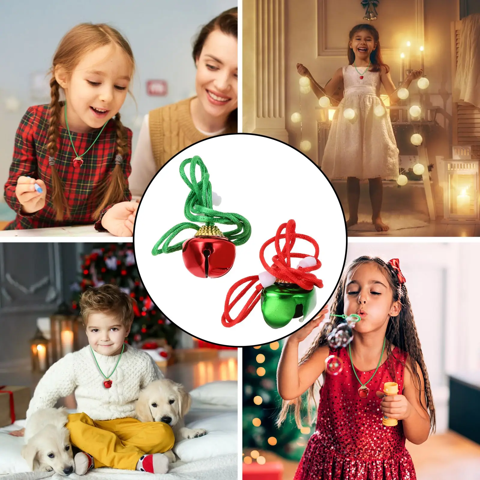 

10 Pcs Kids Gift Bell Necklace Jewelry Christmas Decorations Tree Jingle Necklaces Gifts