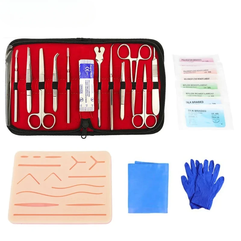 

Medical Students Suture Practice Kit Surgical Training with Skin Pad Model Tool Set Educational Teaching Equipment