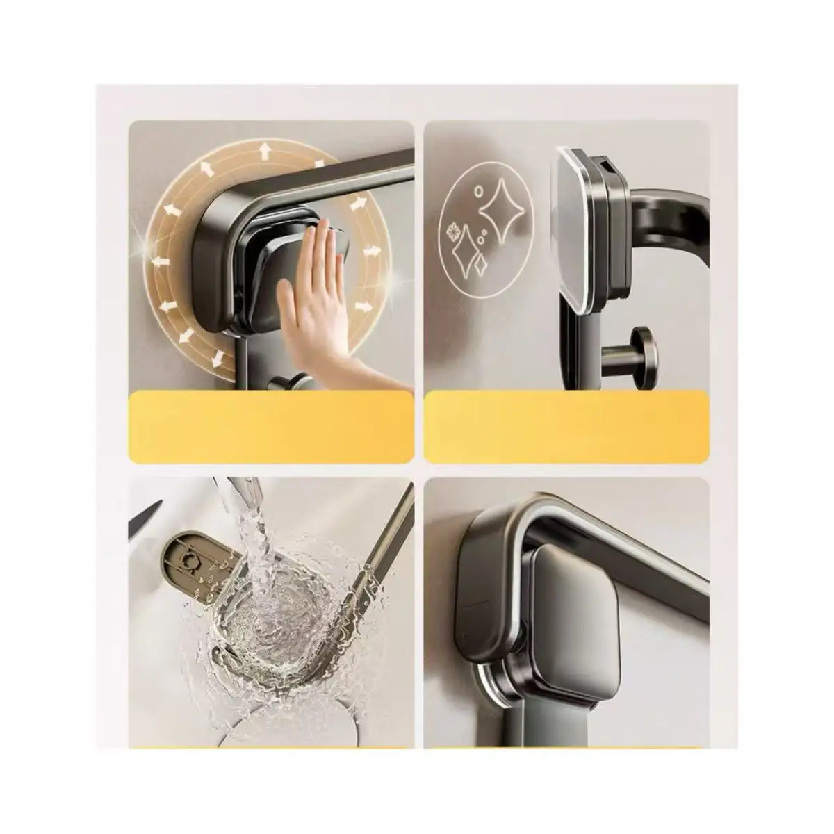 Suction Cup Folding Bathroom Hand Towel Rack Towel Holder Wall Mount No Drill Mount 30/40/50cm Towel Bar Apartment view 4