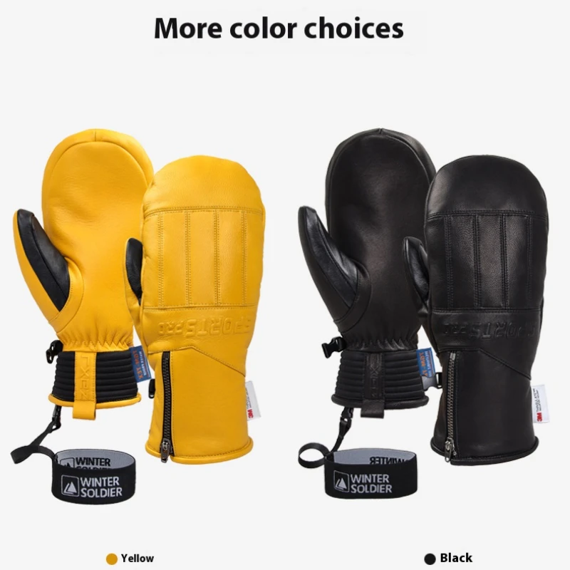 

Goatskin Ski gloves 3M new Shirley warm Windproof Waterproof Bicycle, Snowmobile touch screen, inner five-finger windproof glove