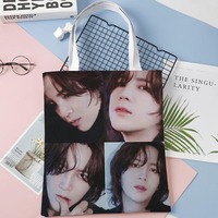 New Arrival Jang Keun Suk KPOP Bag Foldable Shopping Bag Reusable Eco Large Unisex Canvas Fabric Shoulder Bag Tote 0414