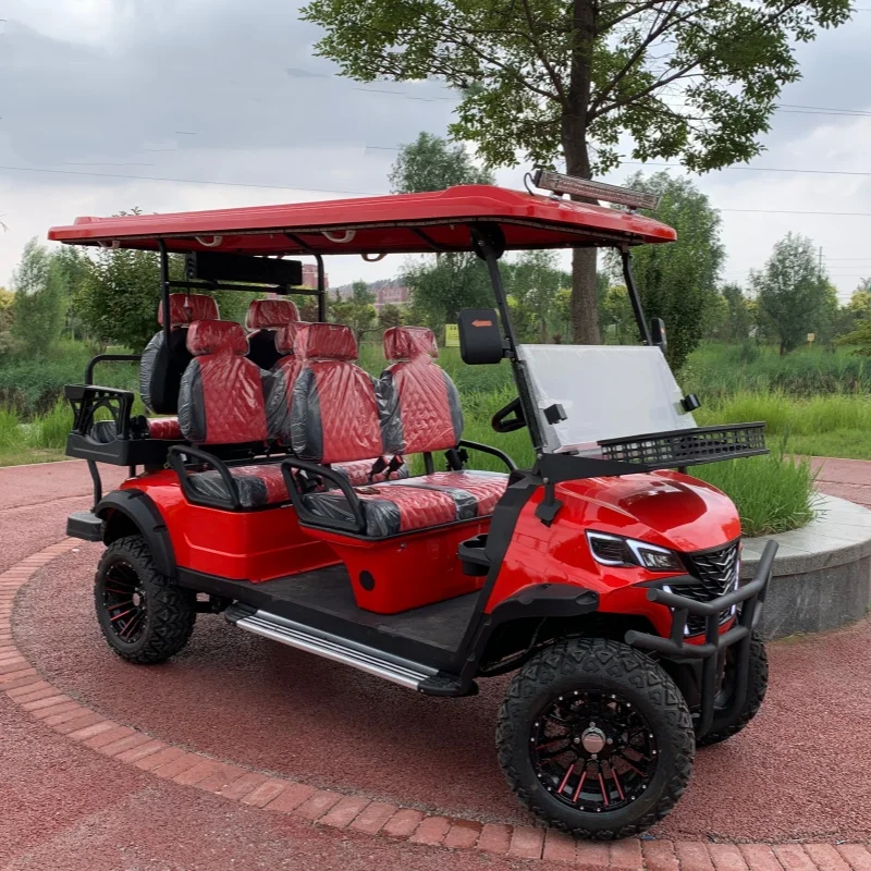 6 Seater Club Car Electric Golf Cart Electric Cart Electric Off Road Golf Cart Bumper Sound Bar Seat With Headrest 14 Inch Wheel