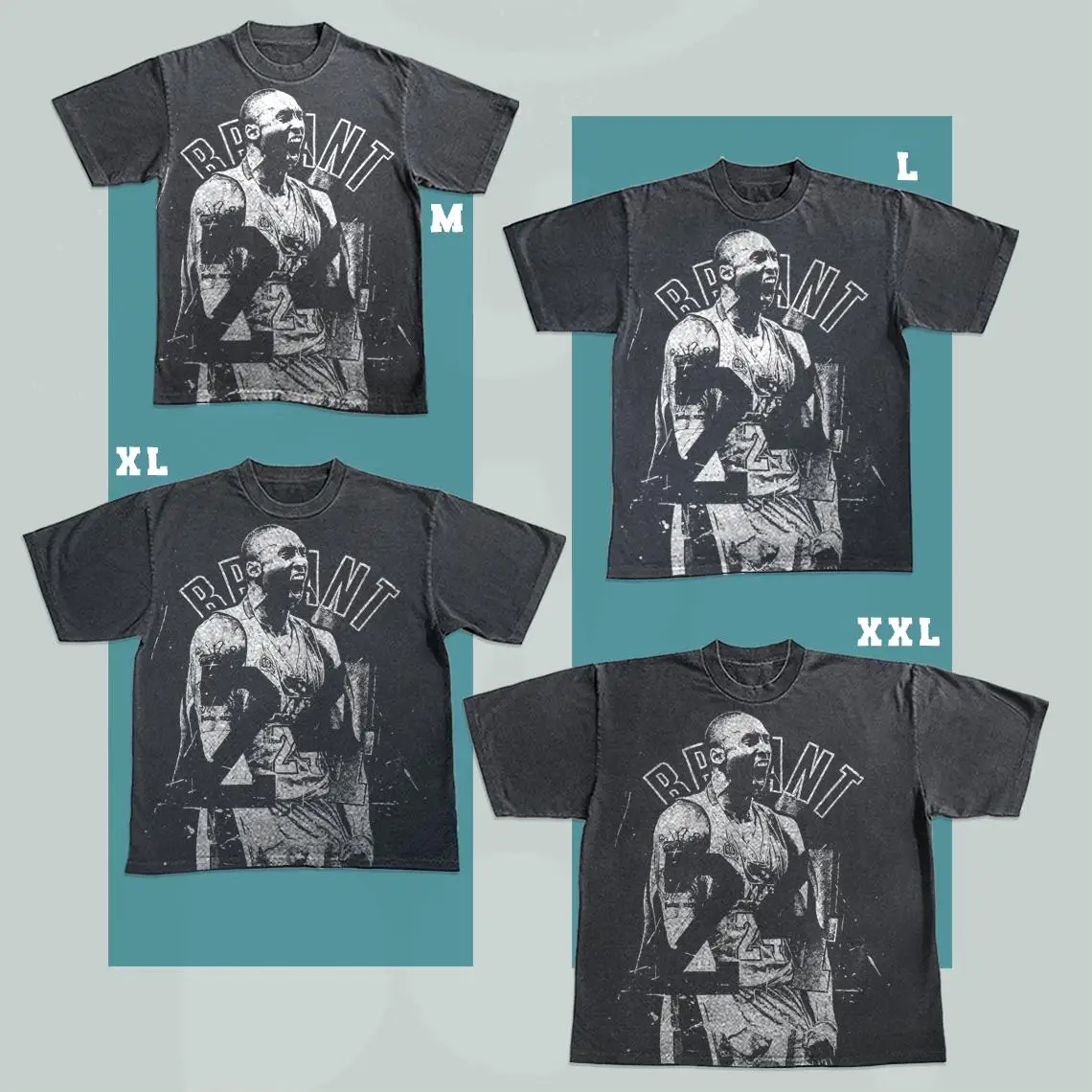 Kobe Bryant Handmade Bleached T-Shirt: Faded Black Cotton Unisex