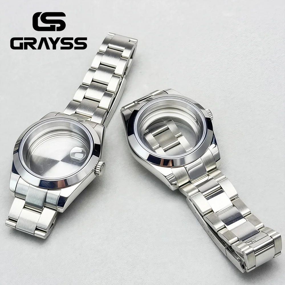 For DATEJUST 36MM/39MM Watch Case Fit NH34 NH35 NH36 Movement Sapphire Flat Edge 200m Waterproof Presidential Bracelet Strap image 2