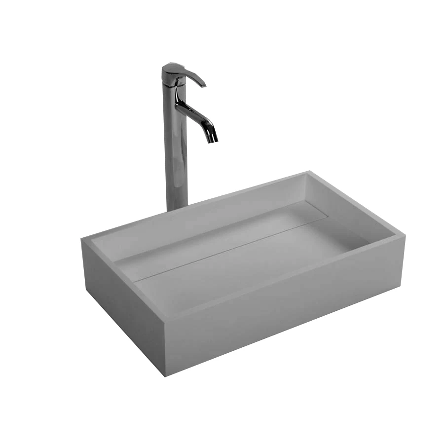 Rectangular Solid Surface Stone Wall Mounted Wash Sink Cloakroom Stone Wall Hung Wash Basin RS3866A