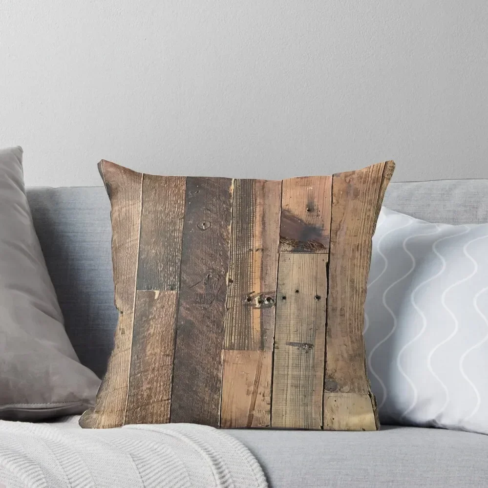 primitive farmhouse western country hickory brown barn wood Throw Pillow New year pillow