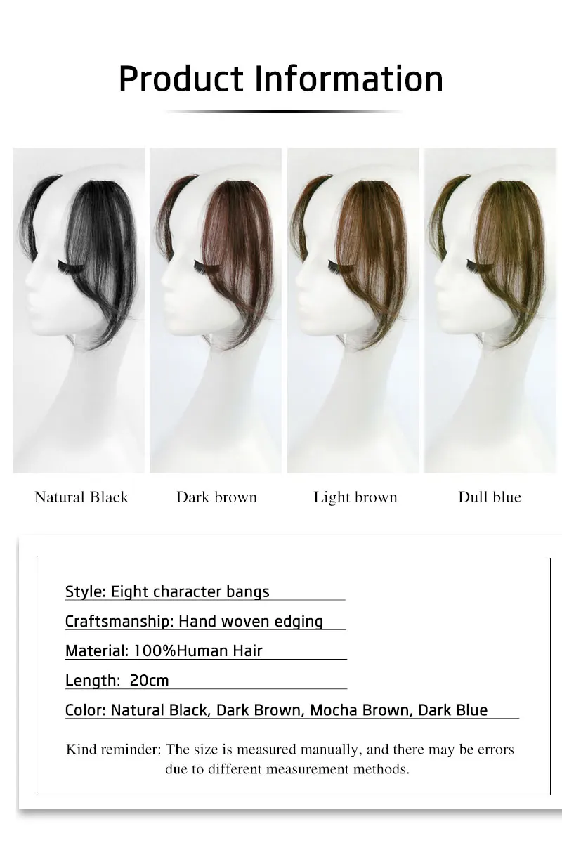 Seamless Natural Invisible Bangs Wig Traceless Bangs 100% Human Hair Female Figure-eight Bangs on Both Sides Wig Patch