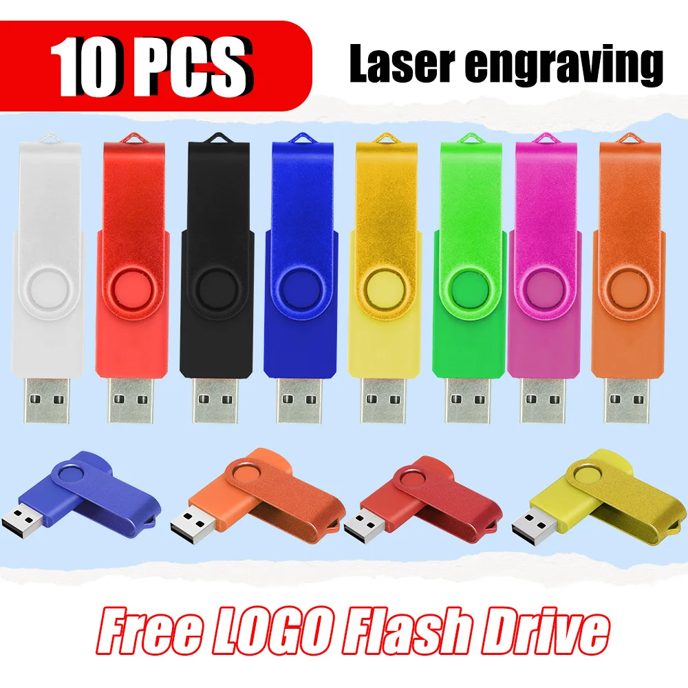 High Speed 10PCS/lot 64GB Waterproof usb 2.0 flash drive 32GB 16GB 8GB 4GB 2GB 1GB Real Capacity USB pen drive Free laser logo