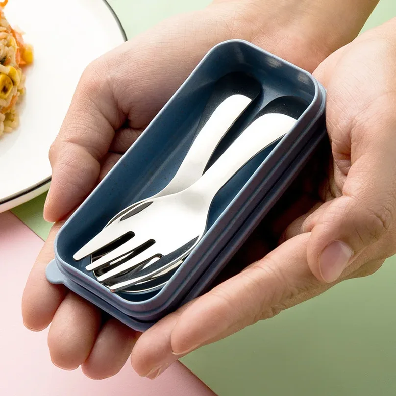 

Outdoor Tourism 304 Stainless Steel Portable Tableware, CHILDREN'S Tableware, Dessert Tableware, Spoon and Fork Combination