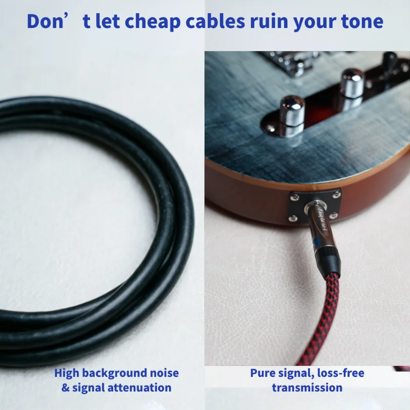 Handmade Hand‑Soldered Silent TS Guitar Bass Instrument Cable OFC Copper for Electric Guitar Bass