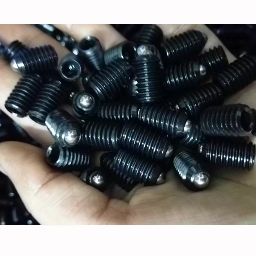 1-5pcs M6 M8 M10 M12 M16 Black Grade 12.9 Steel Hexagon Socket Allen Spring Ball Plunger Grub Point Set Screw Headless Bolt