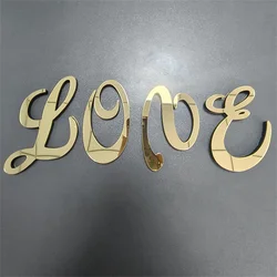26 English Alphabet Sticker Acrylic Mirror 3D Alphabet House Number Wall Sticker  Decoration Wedding Love Letters Decor 15CM