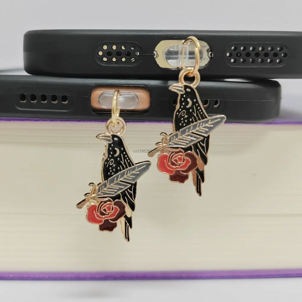 Gothic Crow Halloween Dust Plug Charm Phone Charge Port Plug For iPhone Type C Dust Protection Stopper Pendant Friend Gift view 3