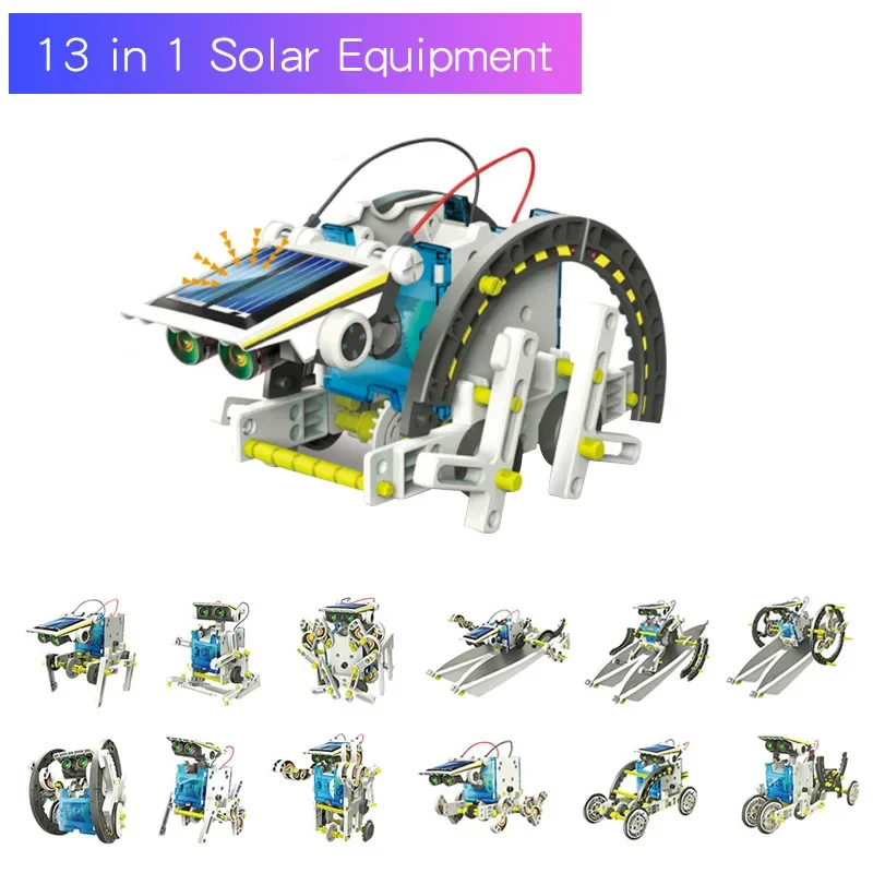 Interactive Solar Constructor Robot Science Kits: Sparkling DIY STEM Toys13-in-1 Gifts Children's Learning and Kids Aged 8-11