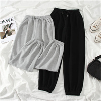 Women Casual Drawstring Pants Oversized Baggy Korean High Waist Joggers Trousers Black Grey All-match Sweatpants with Pocket