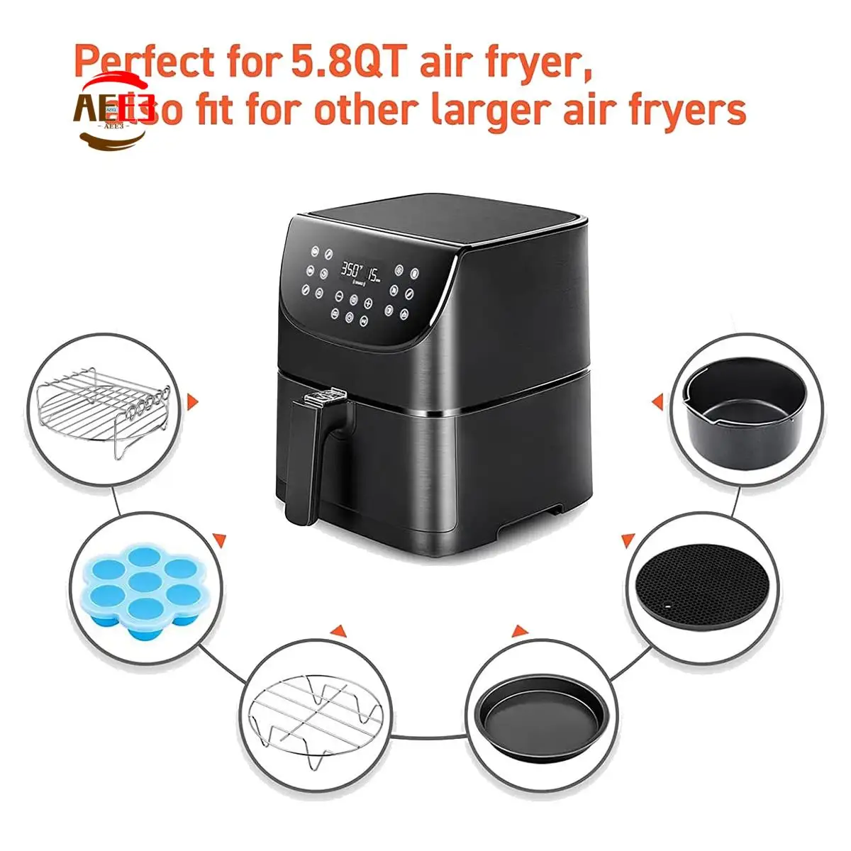 

AEE3-6Pcs Air Fryer Accessories For Dual Air Fryer Pizza Plate Air Fryer Accessories Kit